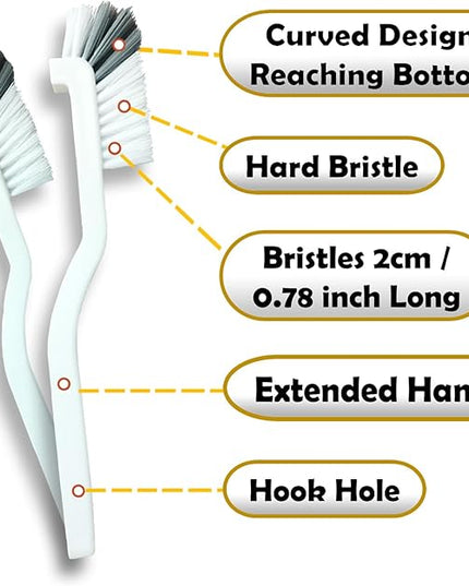 Crevice Cleaning Brush Set, Multi-Purpose Hard Bristle Brushes for Deep Cleaning Kitchen, Bathroom, Grout, Sink, Cup, Teapot, Bottle, Blender, Corners, Tight Spaces & More