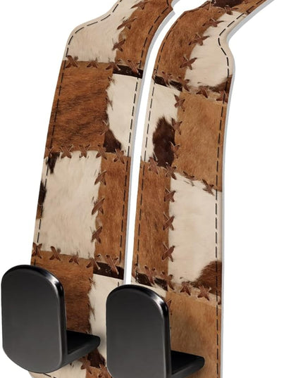 Car Seat Headrest Hook, Universal Leather Cute Hanger Holder Hook, Storage Organizer Interior Accessories for Purse Bags Handbag Retro Cowhide Plaid