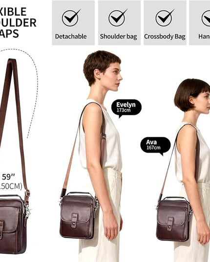 Augus Leather Small Messenger Bag For Men Crossbody Handbag Shoulder Sling Travel Bags for Men Purse Daypack Magnetic Buckle