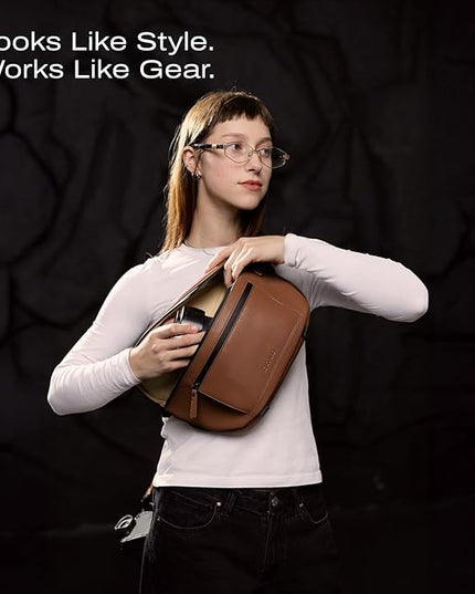 C Coiro Leather Camera Sling Bag, Weather Resistant Crossbody Camera Bag, Professional Pouch for Photographers