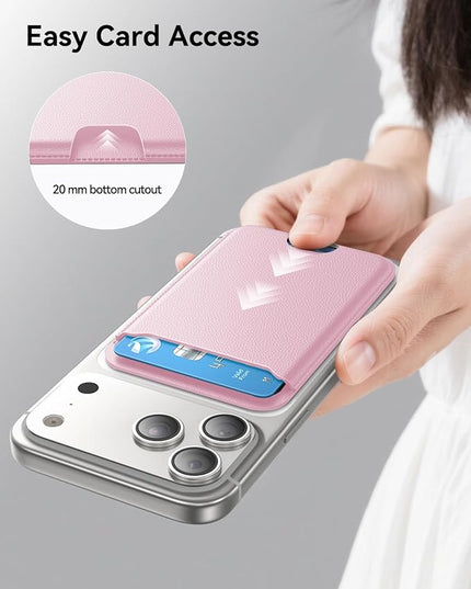 TWZKG for MagSafe Wallet, 3 Card Holder, Slim Magnetic Phone Wallet for iPhone 17/16/15/14/13/12 Pro Max Plus Air Series,RFID Blocking Vegan Leather,Pink
