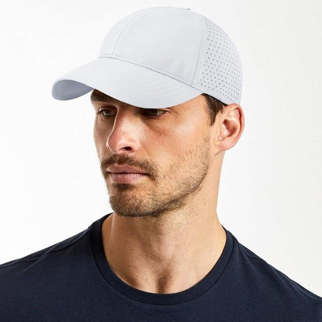 Xinveen Quick Dry Baseball Cap Curved Brim Snapback Hat Laser Cut Mesh Ball Cap Golf Ball Cap for Men Women