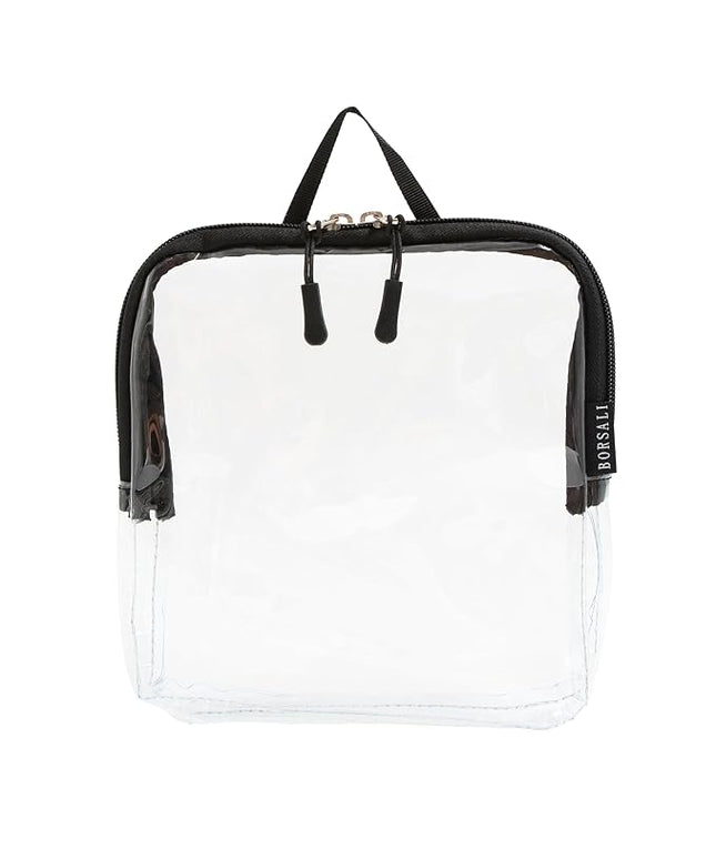 BORSALI TSA Approved Toiletry Bag - Clear Quart Size for 3-1-1 LIquids for Carry On Travel - Toiletries Organizer - Cosmetic Pouch with Zipper - Travel Accessories - Black With Handle