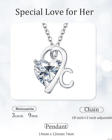 ForeverLove Heart Necklaces for Women, 4-2 Carats Heartshap Moissanite, Silver Pendant Jewelry, Anniversary Birthday Gifts for Wife, Girlfriend, Daughter, Mom