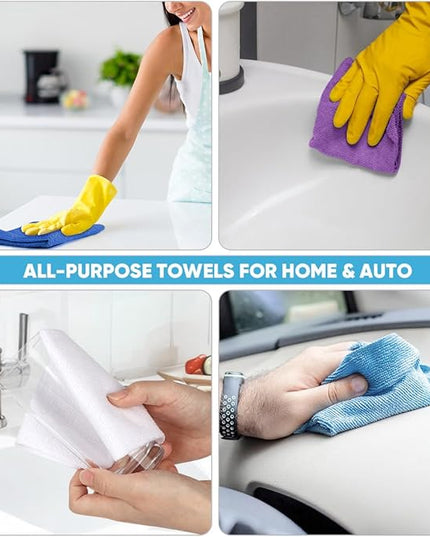 AIDEA Microfiber Cleaning Cloth Roll, 50PK, Reusable Paper Towels Tear Away Cloth, Microfiber Towels Washable Shop Rags, Lint Free Cleaning Rags for House, Kitchen, Window, 11.5"×11.5", Dark Blue