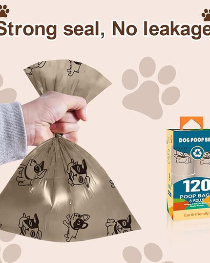 Coffee Dog Poo Bags Coffee scent - 120 Large Biodegradable Poop Bags, Extra Thicken Strong Corn Starch Blended Compostable Leak Proof Poop Waste Bag for Dogs