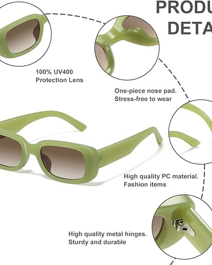 JASPIN Rectangle Sunglasses for Women Men Trendy Y2k Retro 90s Sun Glasses UV Protection Cool Square Frame