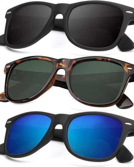 KALIYADI Polarized Sunglasses for Men and Women Matte Finish Sun glasses Color Mirror Lens UV Blocking (3 Pack)