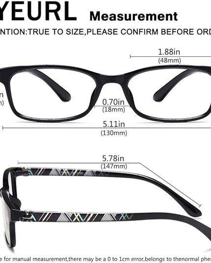 EYEURL Blue Light Blocking Readers for men Women - 2 Pair Ladies Computer Reading Glasses +3.75 Stylish TR90 Rectangular Frames