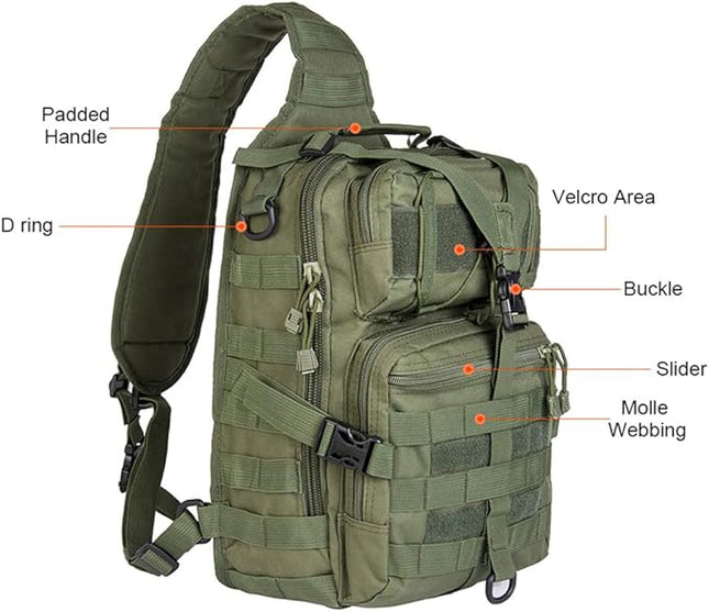 hopopower Tactical Sling Bag, Sport Bag Military Rover Shoulder Backpack EDC Assault Range Bag, Chest Pack Handbag Waterproof
