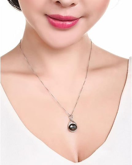Gifts for Women Mom-Wedding-Anniversary-Wife-Jewelry-Tahitian -Black-Pearl-Necklace for Women Birthday for Womens Her Girlfriend Valentines Day Mothers Day Christmas Gifts for Wife Mom