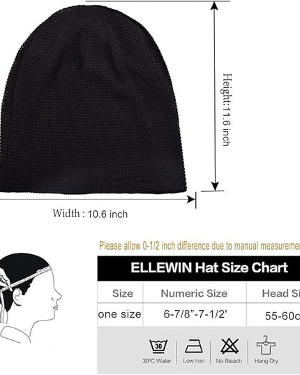 ELLEWIN Cotton Slouchy Beanie Hip-Hop Soft Lightweight Running Beanie Adult Dwarf Hats Chemo Cap for Men Women
