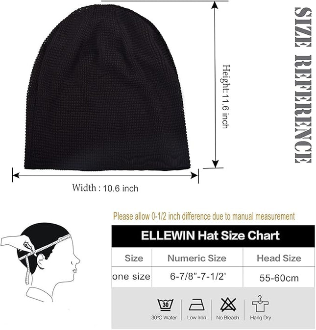 ELLEWIN Cotton Slouchy Beanie Hip-Hop Soft Lightweight Running Beanie Adult Dwarf Hats Chemo Cap for Men Women