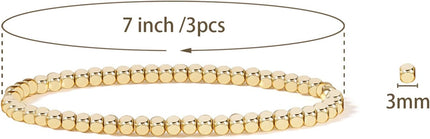 Elegance 11 designs 14K Gold Plated Bead Ball Bracelet Stretchable Elastic Gold Beaded Bracelets for Women