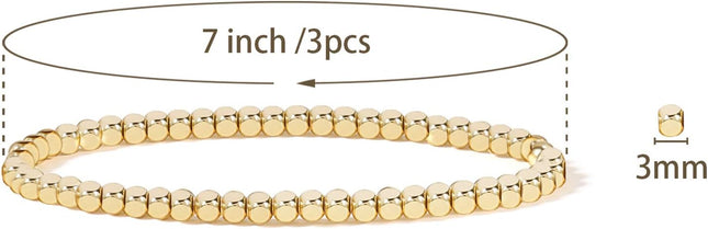 Elegance 11 designs 14K Gold Plated Bead Ball Bracelet Stretchable Elastic Gold Beaded Bracelets for Women