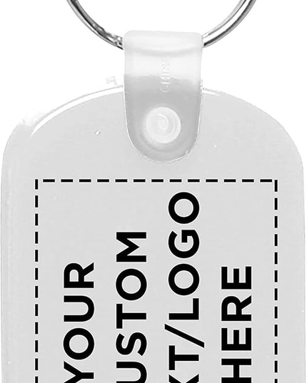 DISCOUNT PROMOS Tag Soft Plastic Keychains - 10 pack - Customizable Text, Logo - Small Key Tag Chain For Staying Organized - Rubber Key Ring Keychain – White