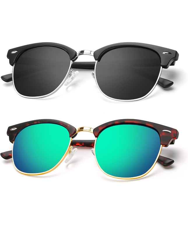 KALIYADI Polarized Sunglasses for Men and Women Semi-Rimless Frame Driving Sun glasses UV Blocking