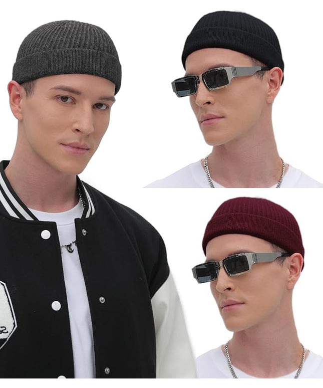 ROYBENS Thin Swag Wool Short Fisherman Beanie for Men Women, Knit Cuff Trawler Beanie Watch Hat, Soft Spring Fall Skull Cap