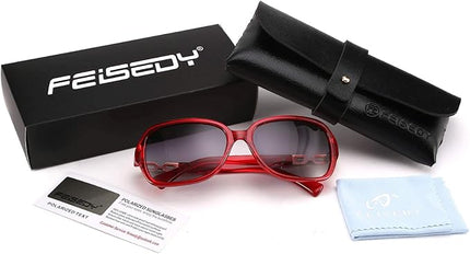 FEISEDY Vintage Square Polarized Sunglasses for Women UV400 Travel Driving Fashion Arcuate Sunglasses B2526
