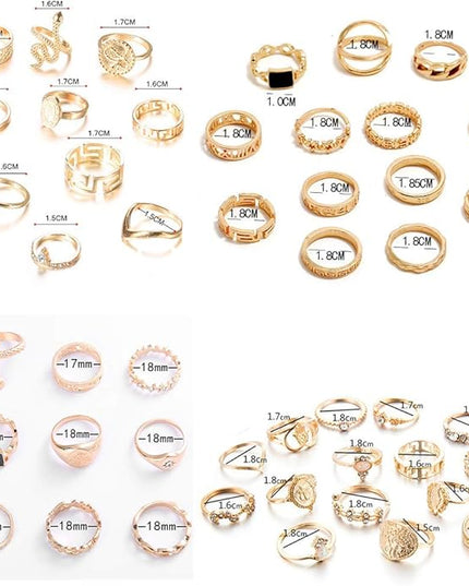 YOOESTORES82 Boho Knuckle Stackable Ring Set for Women,Vintage Gold Silver Rings Set Stacking Rings Set Star Moon Bulk Multiple Pack Midi Finger Rings