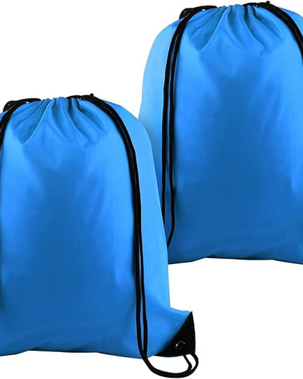 KUUQA 2 Pcs Light Blue Drawstring Backpack Drawstring Bag Bulk Sports Cinch Bags String Backpack Storage Bags for Gym Traveling