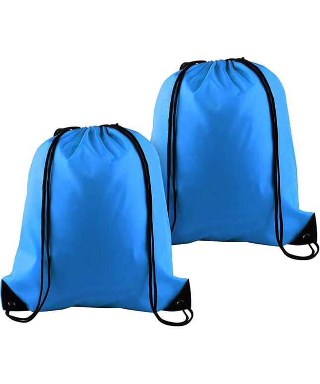 KUUQA 2 Pcs Light Blue Drawstring Backpack Drawstring Bag Bulk Sports Cinch Bags String Backpack Storage Bags for Gym Traveling
