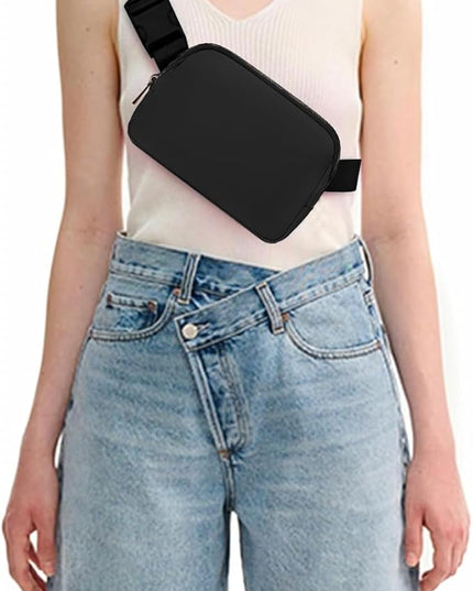 Belt Bag for Women, Cross Body Fanny Pack Fashion Waist Packs Everywhere Belt Bag with Adjustable Strap Gifts for Teen Girls Women Men (Black)