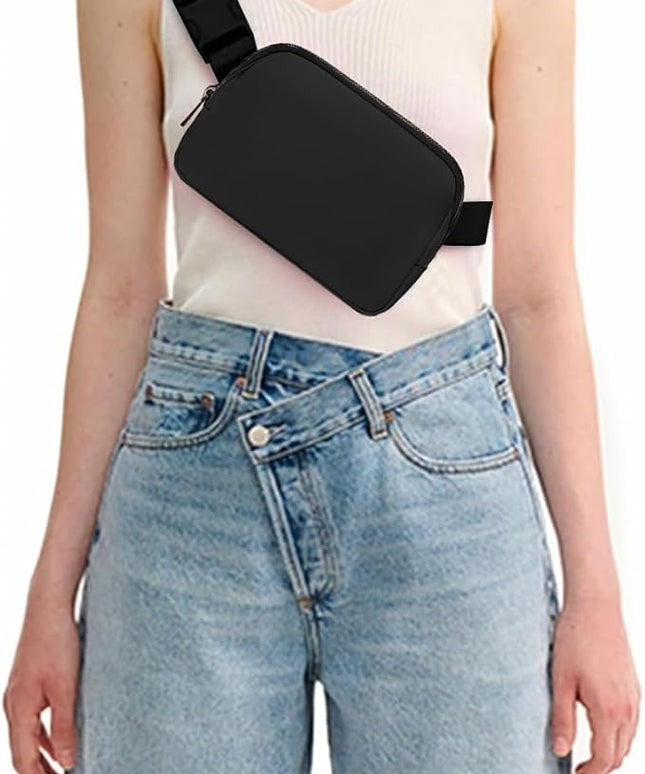 Belt Bag for Women, Cross Body Fanny Pack Fashion Waist Packs Everywhere Belt Bag with Adjustable Strap Gifts for Teen Girls Women Men (Black)