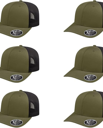 Cap America i8502 Flexfit 110 Premium Mid Profile 6-Panel Mesh Back Trucker Cap Hat w/UV Guard & Adjustable Snapback