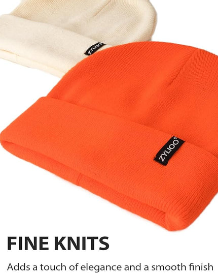 Zylioo Oversize Beanie Hats, XXL Big Size Ribbed Knit Cuffed Winter Hat for Cold Weather, Warm Skull Watch Cap