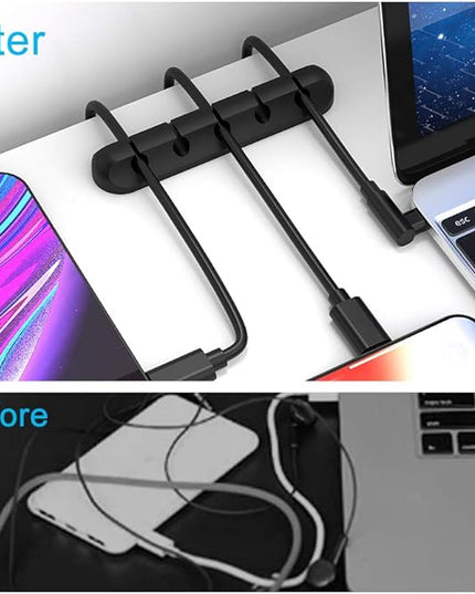 Cable Clips, INCHOR Cable Organizer Cord Holder for Desk, Charging Cable Holder Cord Clips, Nightstand Cord Organizer Cable Management Wire Clip (7, 5, 3 Slots)