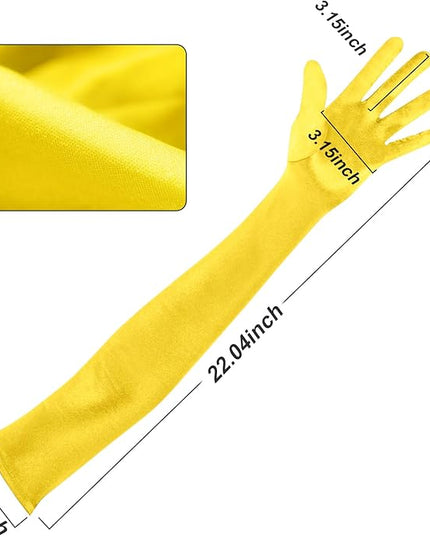 Lansian Long Opera Party Gloves for Women 1920s 20s Satin Gloves Costumes Elbow Length Bridal Evening Dress, 21 inches