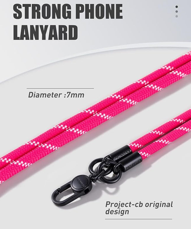 project-cb Phone Lanyard×1,Phone Tether Tab×2,Cell Phone Lanyards for Around the Neck,Rope Lanyard,Universal Adjustable Phone Strap Crossbody,Cell Phone Chain(Magenta)