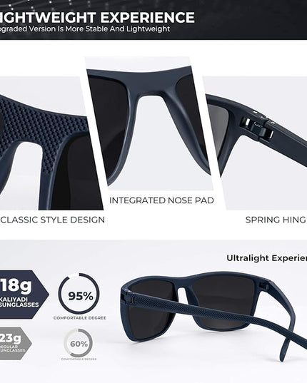 KALIYADI Polarized Sunglasses for Men, Lightweight Sun Glasses with UV Protection for Driving Fishing Golf