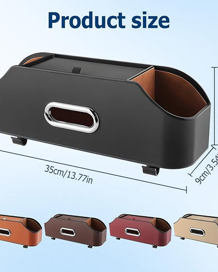 Multifunctional Car Back Seat Storage Organize, 2026 Upgrade 3-in-1 Car Backseat Organizer with Cup Holder, Tissue Box, Trash Bin & Hooks, for Hold Phones, Snacks, Drinks, and Handbags (Black)