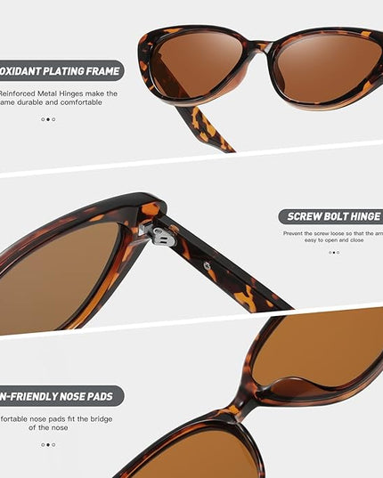 Retro Vintage Narrow Cat Eye Sunglasses for Women 90s Small Chic Style Trendy Sunnies UV400 Protection FZN7514
