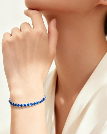SUNFEEL Birthstone Bracelet Jewelry for Women Sterling Silver with Gold Plated Tennis Bracelet Classic Bolo Adjustable Chain Anniversary Birthday Gifts for Women Mom Wife Her