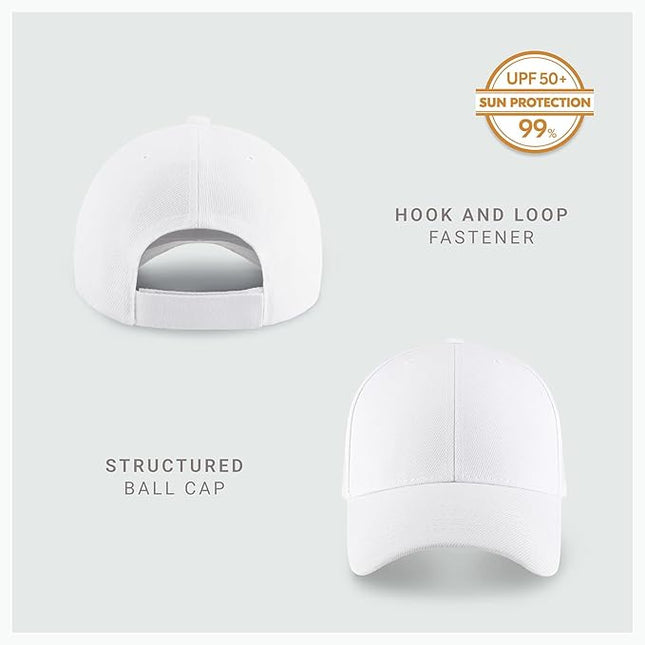 2-Pack Classic Structured Baseball Cap Adjustable Snapback Multipack Ball Caps for Custom Embroidery Running Workouts Outdoor
