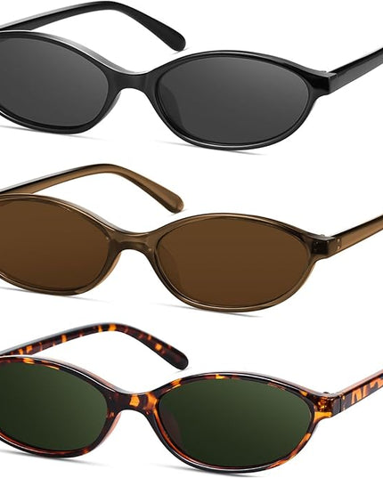 Retro Oval Cat Eye Sunglasses for Women Y2k Designer Trendy Narrow Shades UV protection Sun Glasses