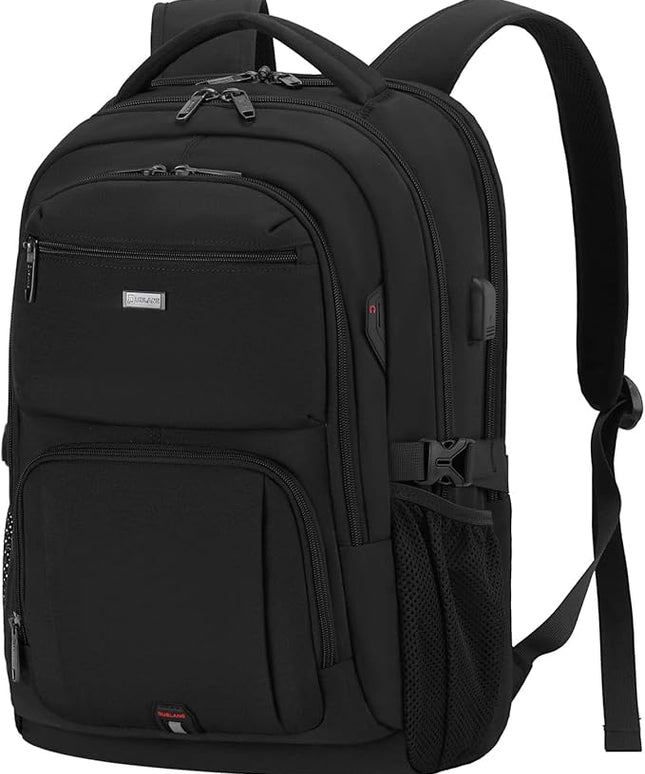 DUSLANG 17 Inch Laptop Backpack for Travel Water Resistant College Backpack for Men Women Laptop Bag with USB Charging Port and Clear Cosmetic Bag, Black