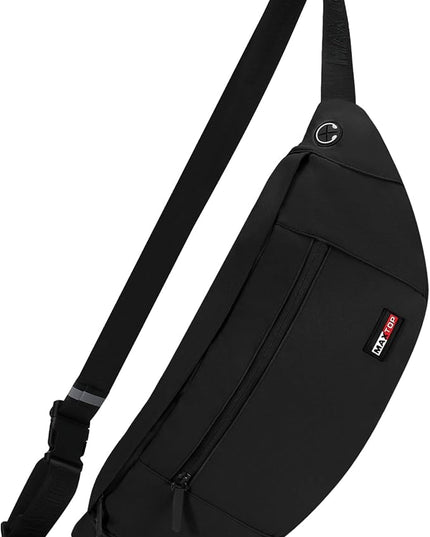 MAXTOP Large Crossbody Fanny Pack with 4-Zipper Pockets,Gifts for Enjoy Sports Festival Workout Traveling Running Casual Hands-Free Wallets Waist Pack Phone Bag Carrying All Phones