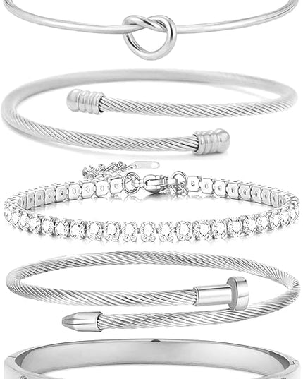 18 K Gold Plated Love Bangle Bracelet Stack Cuff Jewelry for Women Jewelry Set for Women Gift with Box