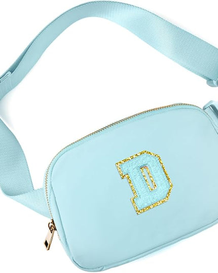 Gitus Gifts for 8 9 10 11 12 Year Old Girls Belt Bag Fanny Pack Crossbody Bags with Initial Letter Patch Cute Stuff Birthday Gifts for Teen Girls Women Personalized Trend Stuff (Icing Blue-D)