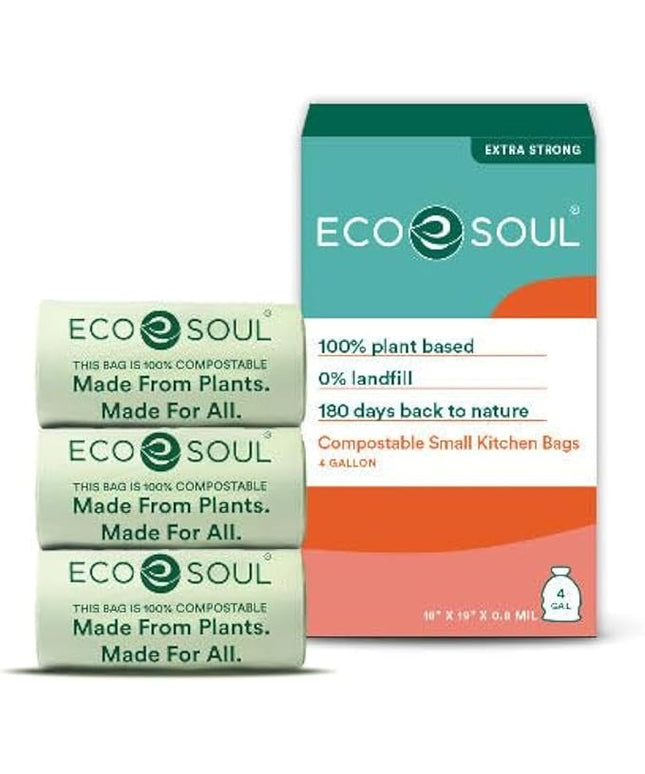 EcoSoul Home Compostable Small Kitchen Bags 4 Gallon