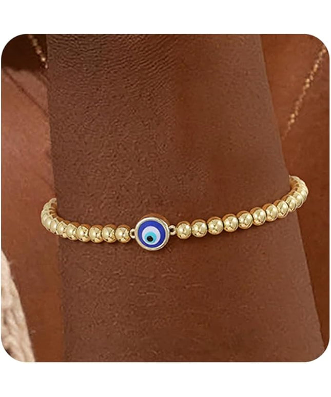 Gold Bracelets for Women 14K Gold Beaded Bracelets Stackable Bracelets for Women Gold Charm Bracelet Non Tarnish Gold Jewelry for Women Trendy