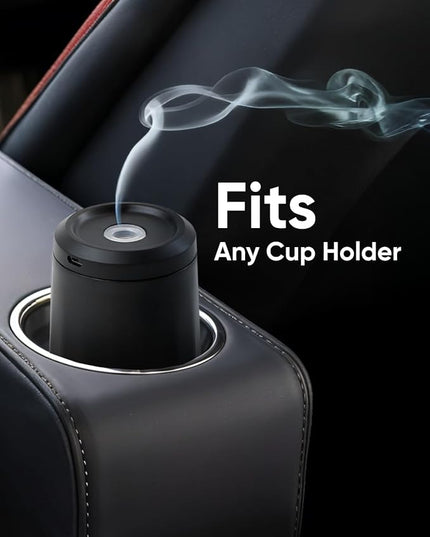 Owleys Aura Glide Waterless Car Diffuser – Portable Essential Oil Nebulizer for Car & Home | 6×100ml Essential Oils | Single Charge = 1 Month of Use | Aromatherapy Diffuser, Cupholder-Friendly | Black