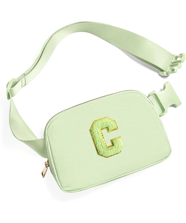 Gitus Gifts for 8 9 10 11 12 Year Old Girls Belt Bag Fanny Pack Crossbody Bags with Initial Letter Patch Cute Stuff Birthday Gifts for Teen Girls Women Personalized Trend Stuff (Light Green-C)