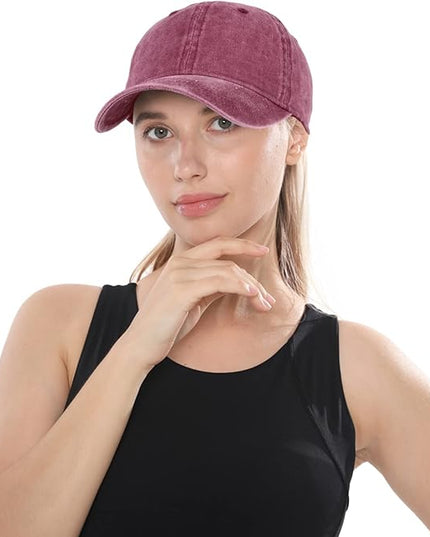 HH HOFNEN Men Women Washed Distressed Twill Cotton Baseball Cap Vintage Adjustable Dad Hat