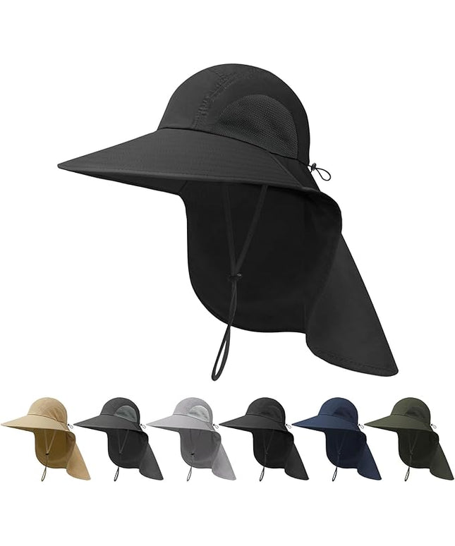 NPJY Sun Fishing Hats with Neck Flap for Men Women UV Sun Protection Bucket Hat