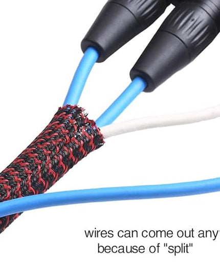Alex Tech 10ft - 1/2 inch Cord Protector Wire Loom Tubing Cable Sleeve Split Sleeving For USB Power Cord Audio Video Cable – Protect Cat From Chewing Cords - Blackred